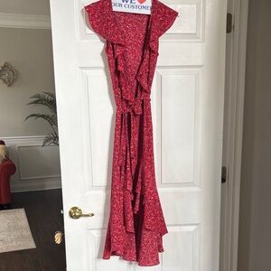 Max Studio Red Floral High Low Dress